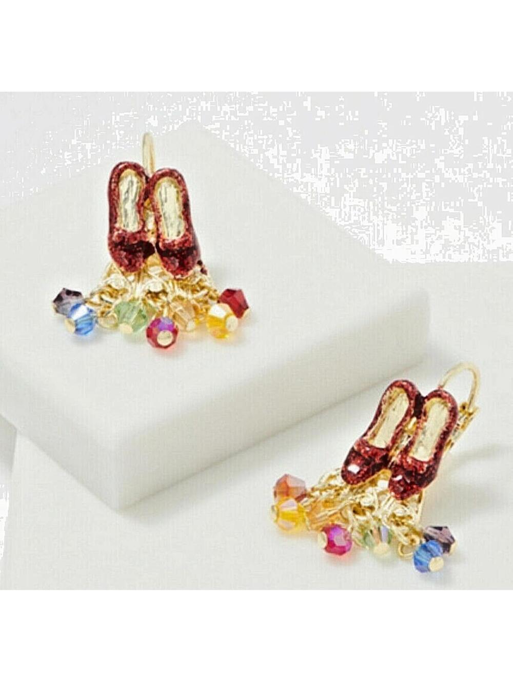 NEW Kirks Folly Ruby Red Shoes Lever Back Earrings - GOLDTONE